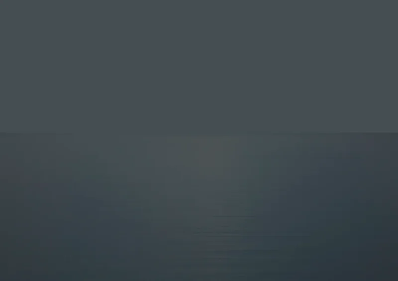 DXXXII — dark nocturnal seascape with deep gray-green water and a faint glow of light near the horizon, Santa Monica Bay. Medium format film by Alex Hoerner.