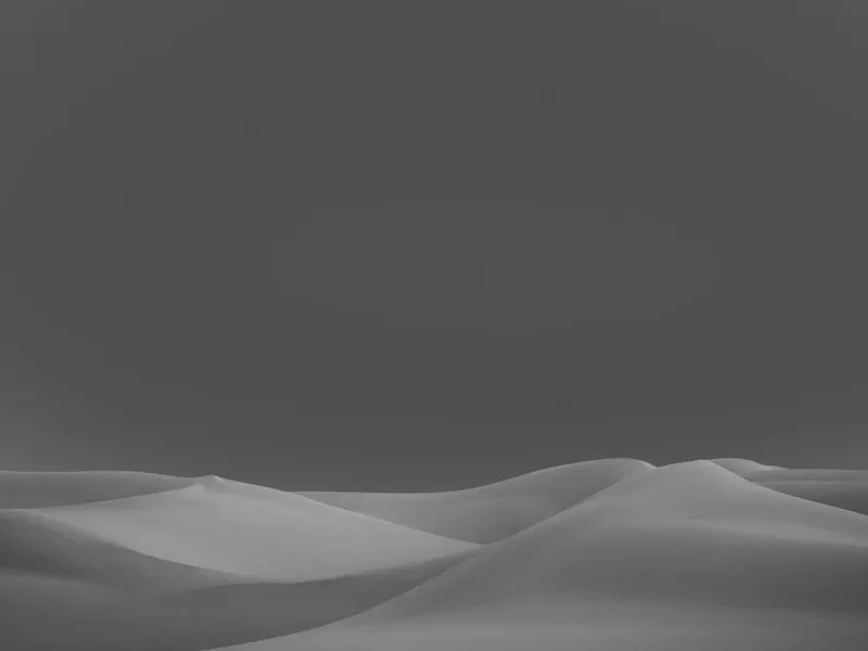 Imperial Dunes II — black-and-white photograph of undulating sand ridges against a dark sky in the Imperial Sand Dunes, California. Medium format film by Alex Hoerner.